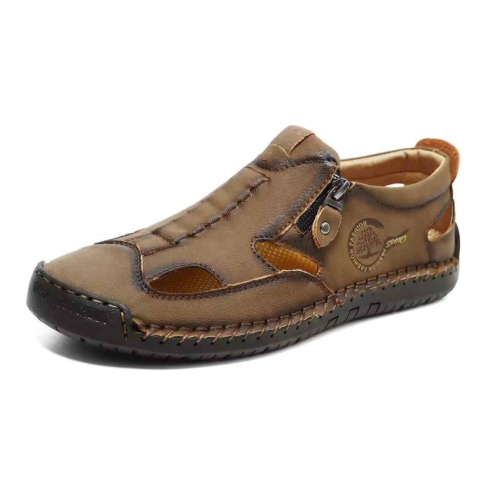 Last day 50% Off❤️ Men’s Orthopedic Leather Slip-on, Summer Sandals for Comfort Walking