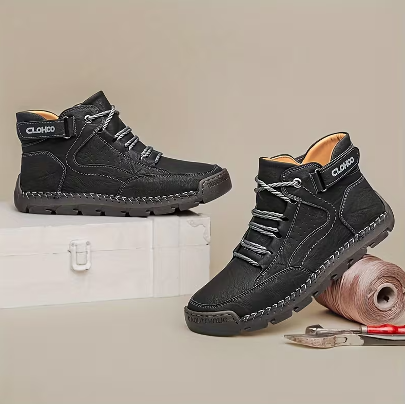 Men’s Leather Ankle Boots — Warm Comfort & Arch Support
