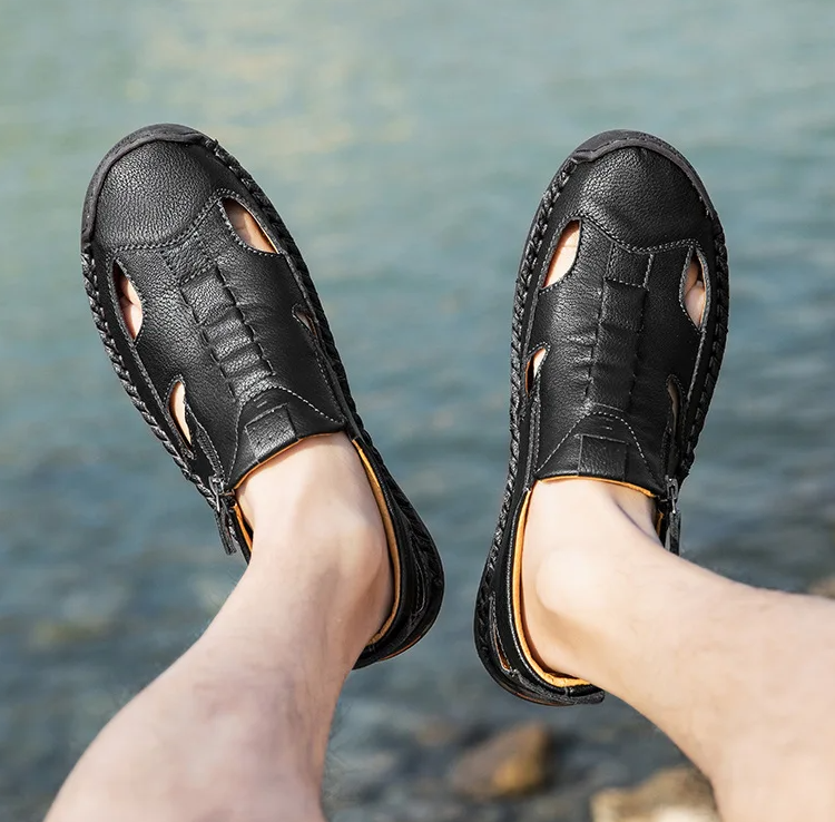Last day 50% Off❤️ Men’s Orthopedic Leather Slip-on, Summer Sandals for Comfort Walking