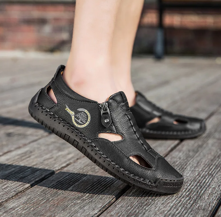 Last day 50% Off❤️ Men’s Orthopedic Leather Slip-on, Summer Sandals for Comfort Walking