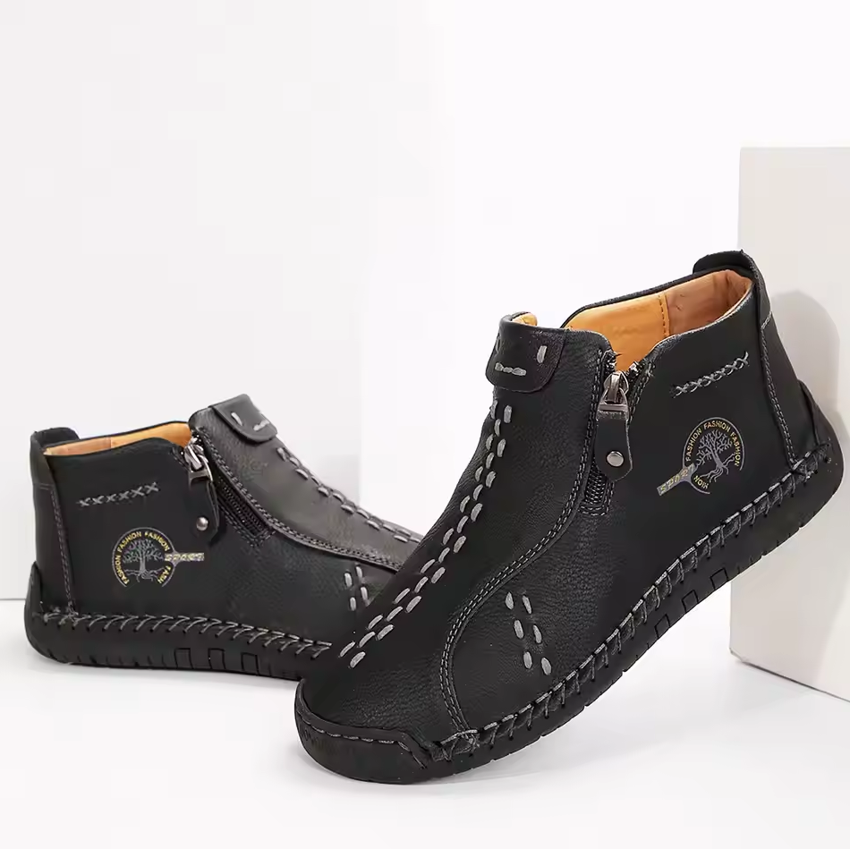 Women’s Hand-Stitched Comfort Ankle Boots – Easy Side Zip