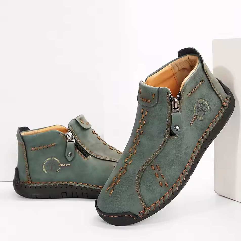 Women’s Hand-Stitched Comfort Ankle Boots – Easy Side Zip