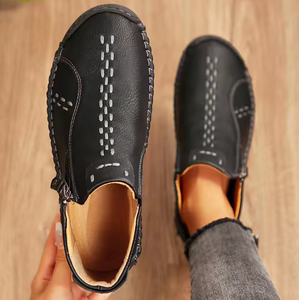 Women’s Hand-Stitched Comfort Ankle Boots – Easy Side Zip