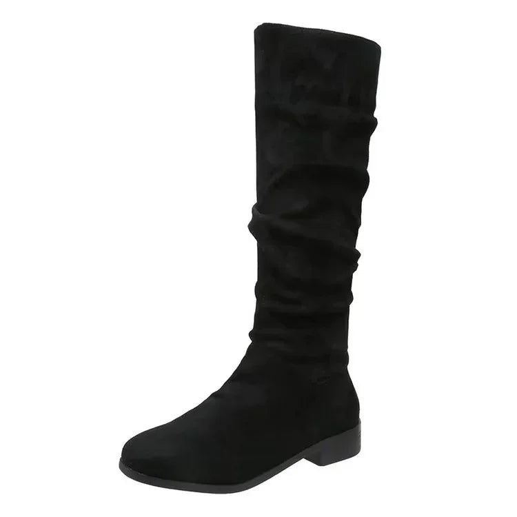 HOT SALE 45%🔥Pleated Boots Women Faux Suede Flock Knee High Boots 2024 Winter