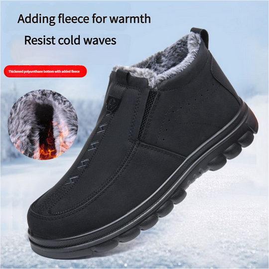 (⏰Limited Time Discount 50% off)Men's Winter Warm Leather Flannel Lined Orthopedic Boots Arch Support Waterproof Non-Slip Boots