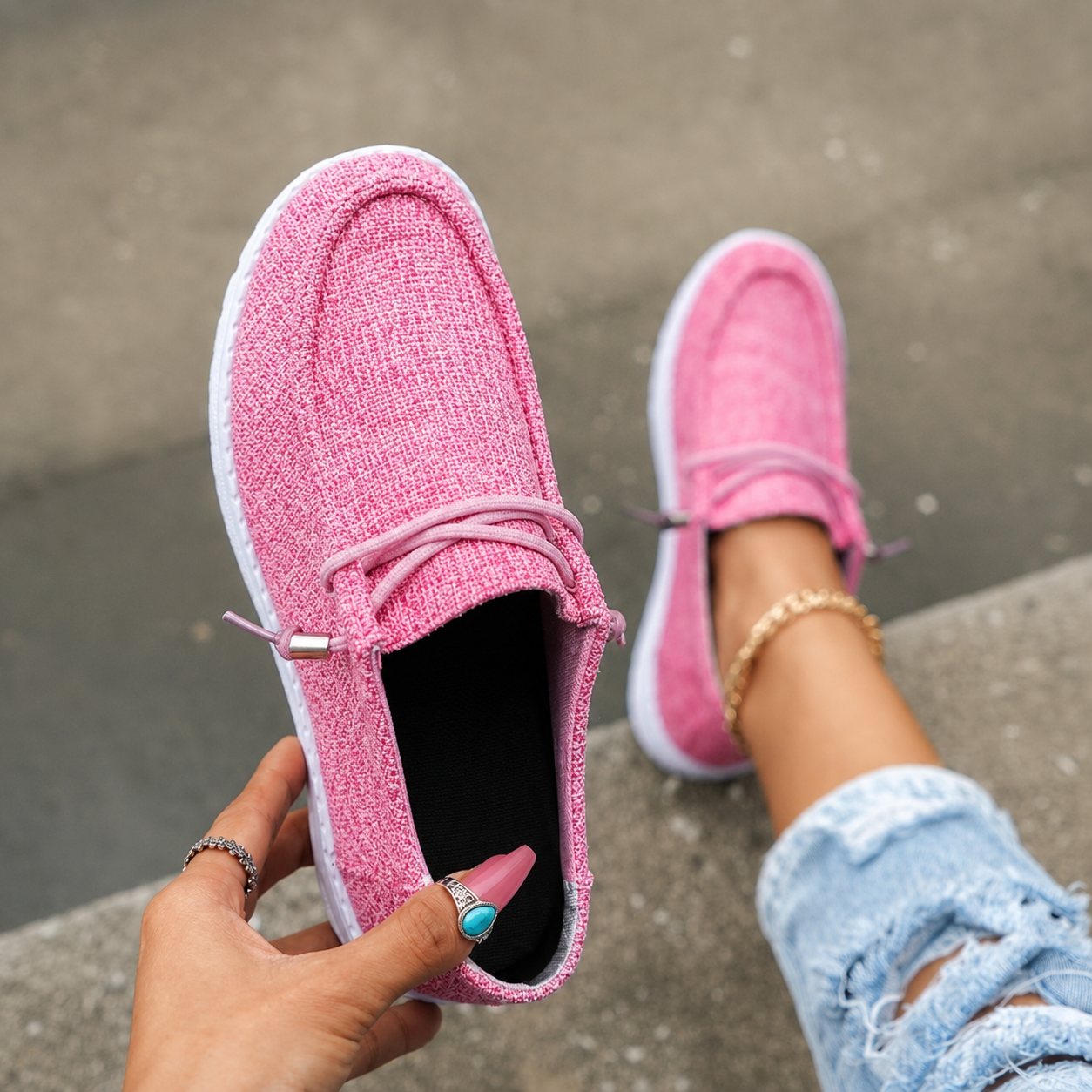 Women Low-top Comfort Loafers, Women's Solid Color Soft Sole Lightweight Flat Walking Shoes