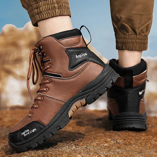 Men's Waterproof Non-slip Anti-puncture Hiking Boots Ankle Support Wide Toe Arch Support Orthopedic Work Boots