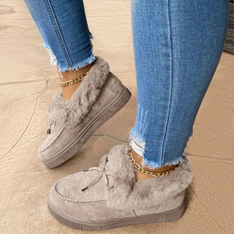 HOT SALE 70%🎁Women Round Toe Fleece Thick Warm Cotton Shoes, Arch-support Winter Snow Boots