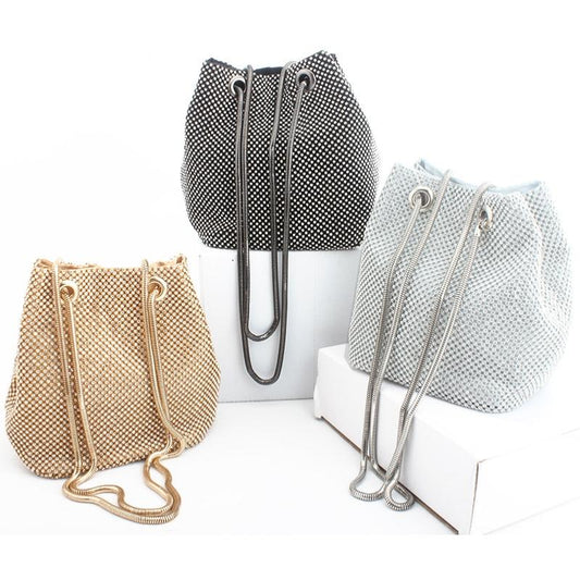 Luxury Elegant Bejeweled Rhinestone Bucket Bag