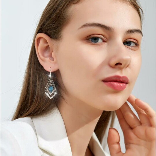 Rhombus Sapphire Earrings [Buy 1 Get 1 Free]