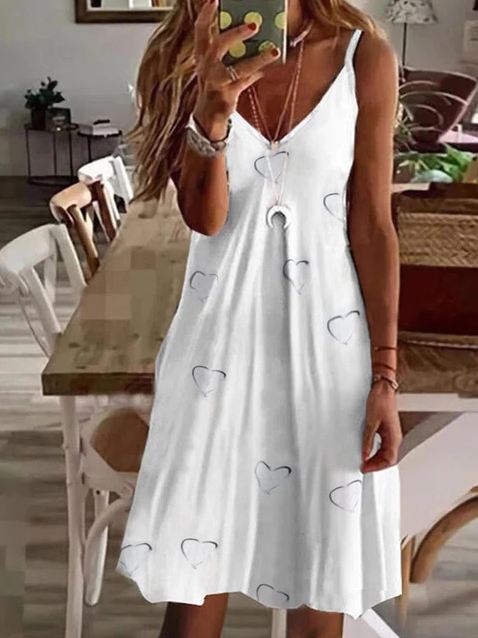 Sexy V-Neck Loose Print Slip Dress
