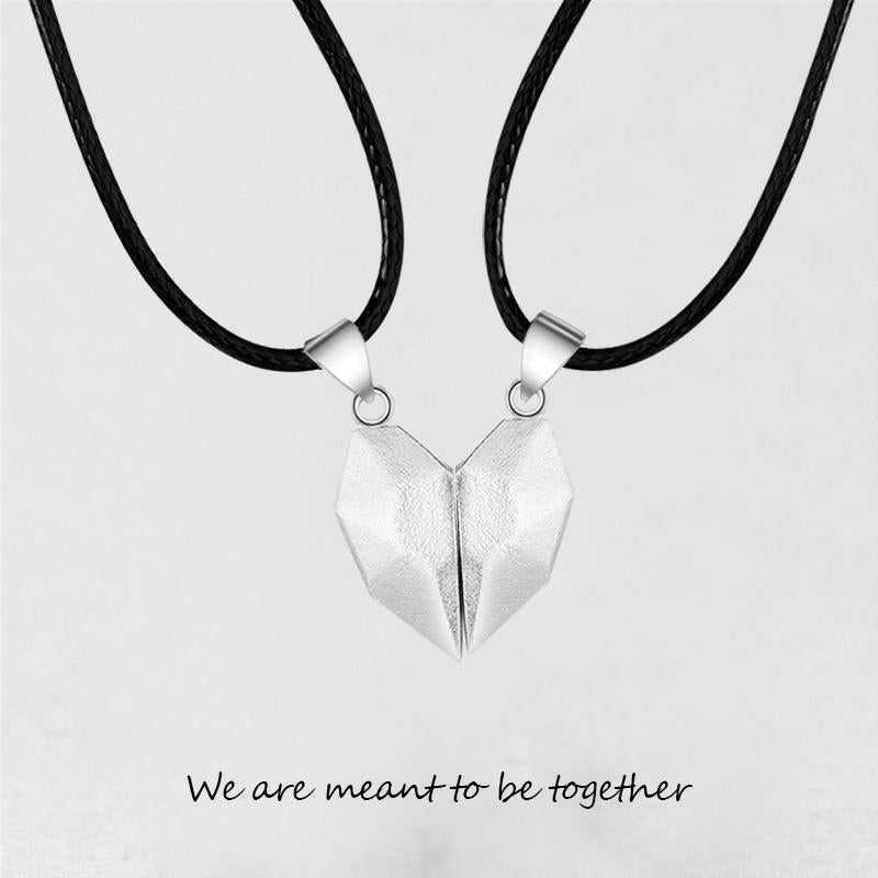 Two Souls One Heart Pendant Necklaces for Couple,Wishing Stone Creative Magnet Couples Necklace